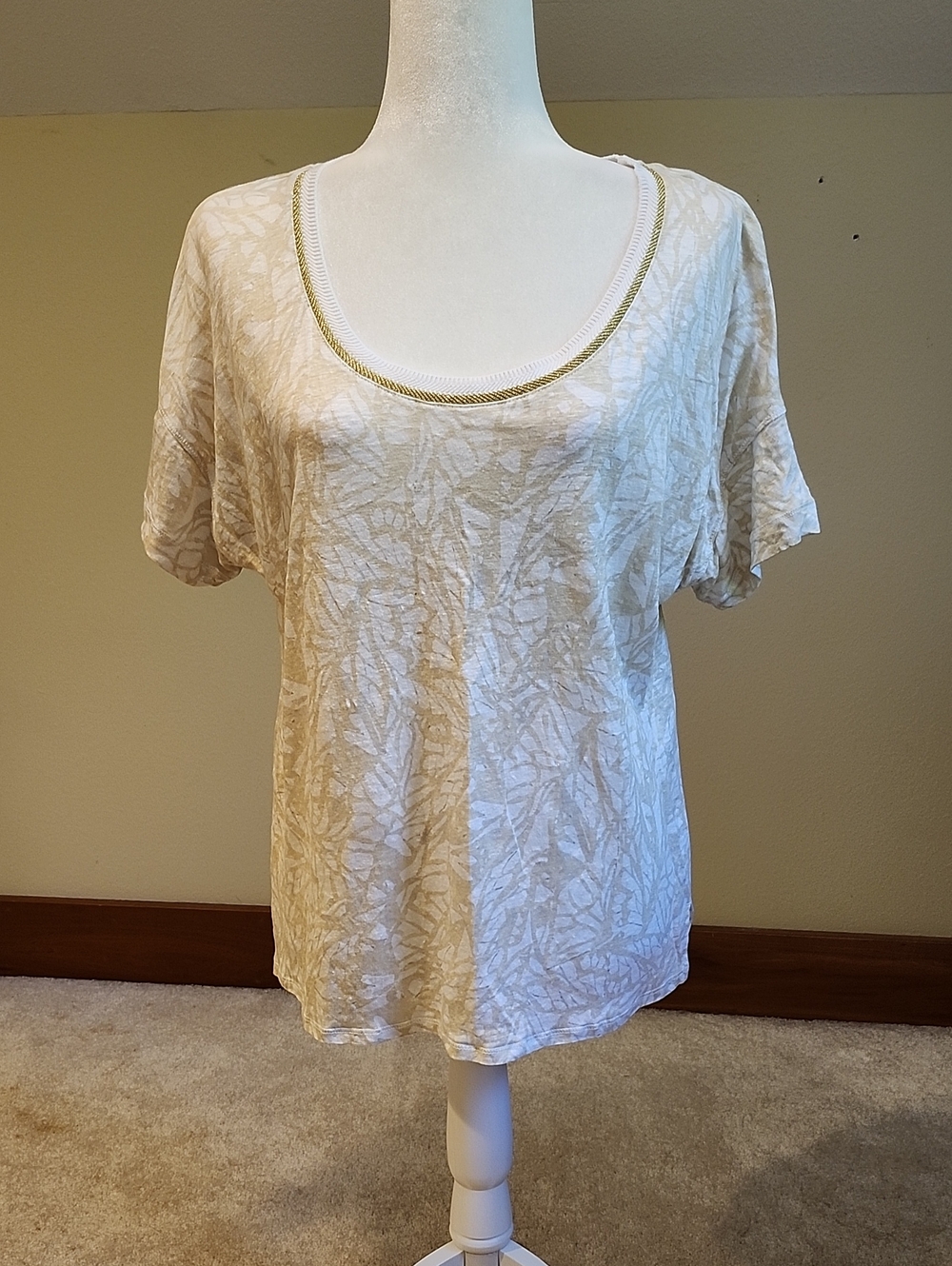 Chico's Gold Trim Linen Tshirt